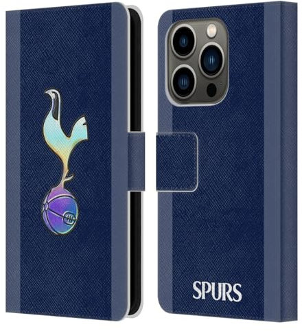 Head Case Designs Officially Licensed Tottenham Hotspur F.C. Dark Blue and Purple 2023/24 Badge Leather Wallet Case Compatible With Apple iPhone 14 Pro