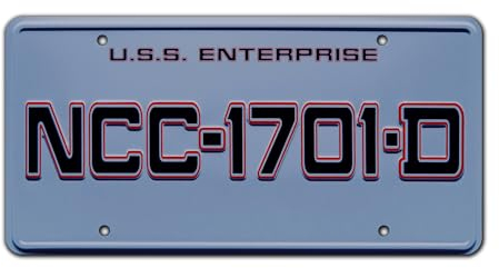 The Next Generation | NCC-1701-D | Metal Stamped License Plate