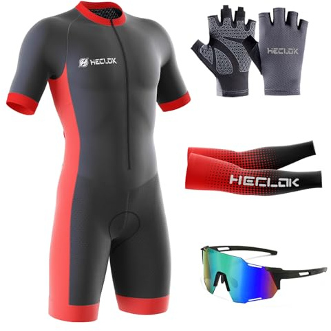 Homme Pro Trifonction Manches Courtes Sports de Plein Air Vêtements de Triathlon,Tri-Costume d'une pièce,Combinaison de Cyclisme Homme，pour Course À Pied,Natation, Cyclisme Body (TYP-3,4XL)