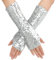 Yolev Glitzer Fingerlose Handschuhe Damen Pailletten Handschuhe Lange Quastenhandschuhe Fischschuppen Handschuhe Tanzhandschuhe für Abschlussball Karneval Halloween Partykleidung (Silber)