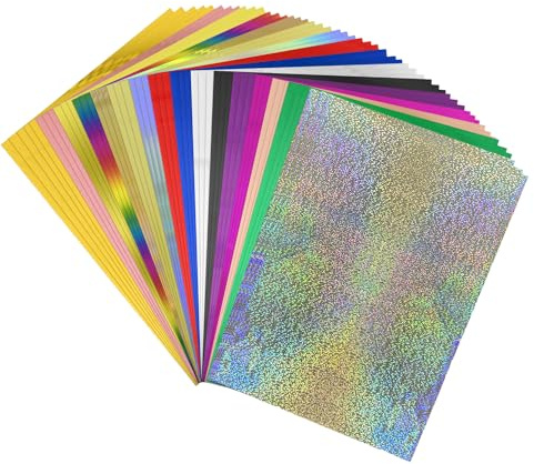 BAOFALI Heißfolienpapier, 100 Blatt, 20 x 29 cm, Farbtoner, reaktive Folie, Heißprägefolie, Papier von Laserdrucker und Laminator, für Scrapbooking, Basteln, Kartenherstellung, DIY, Alben, Dekoration