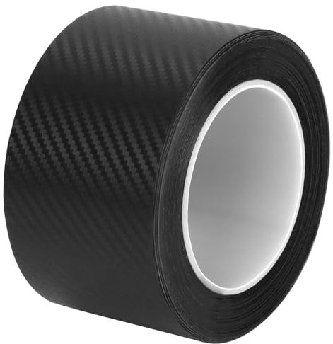 QWORK® Pellicola adesiva carbonio, adesivo 7 cm x 10 m, protezione universale per portiere, soglie delle porte e paraurti dell'auto, nero
