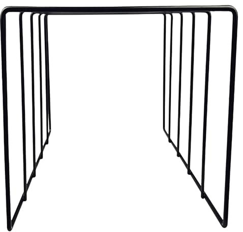 Bookshelf Holder - Record Wire Rack | Black Iron Desktop Storage Book Rack | Vinyl Coated Metal Wire Rack | Vinyl Record Storage Stand | Record Holder For Albums, Magazines, Books And Emails