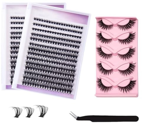 TYXHXTF 560 Pcs Cluster Cils, Faux Cils Individuels D Curl Mixte 8-16mm, Cluster Eye Lashes Naturel DIY à la Maison