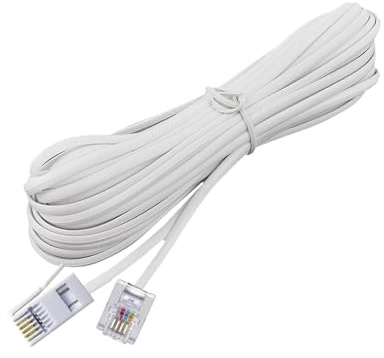 Dcszgzw BT Phone to RJ11 Cable 6P2C, 3m Flat Internet Broadband Cable for BT Socket, Modem, Router and Landline Telephone, British UK Standard White Telephone Extension Cord