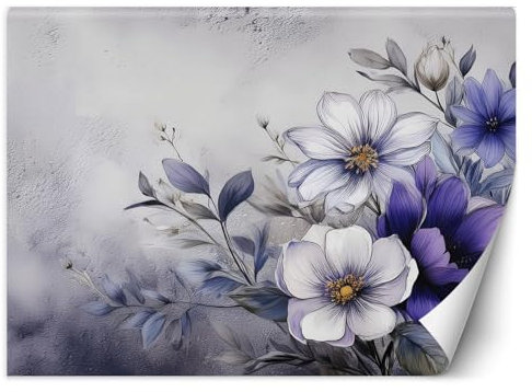Feeby - 3d Tapete - 400x280cm - Fototapete Schlafzimmer - Blumen Natur Lila - Deko Wohnzimmer - Wallpaper - Wand Deko - Wandtapete - Wandbild XXL - Tapete - Wanddeko - Vliestapete - Wandbilder