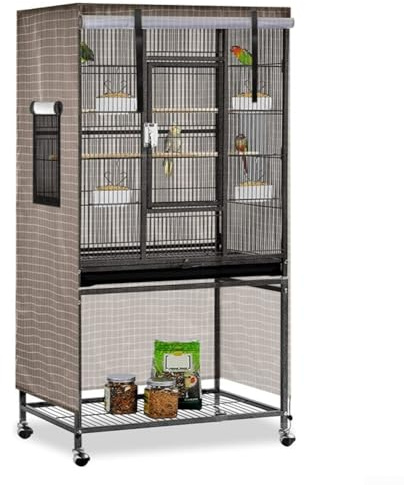 PETSTIBLE Abdeckung für Vogelkäfig, groß, wasserdicht, lichtdicht, atmungsaktiv, 97 x 60 x 130 cm, Khaki