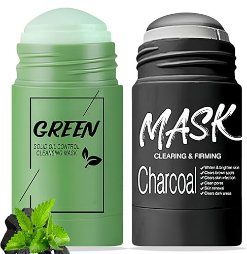 2-PCS Clay Mask Stick. Green Tea Clay & Bamboo Charcoal Clay.Clean Blackheads. Suitable For All Skin Type.Pores Face Masks Skincare, Mud Mask Stick，Help Reduce Acne Breakouts