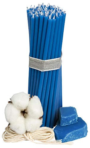 Ritualkerzen aus natürlichem Bienenwachs – 20 Stück – 16 cm – 7 Farben zur Auswahl – Ideal für Rituale & Meditation (Blau)