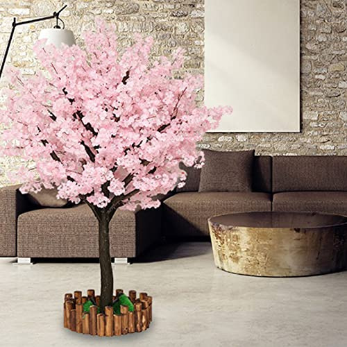Künstlicher Kirschblütenbaum, Baum, weinender Kirschbaum, künstliche Kirschblüten-Kunstpflanzen, künstliche Bäume mit echten Holzstämmen und lebensechten Blättern, Nachbildung, 1,5 x 1,5 m Family