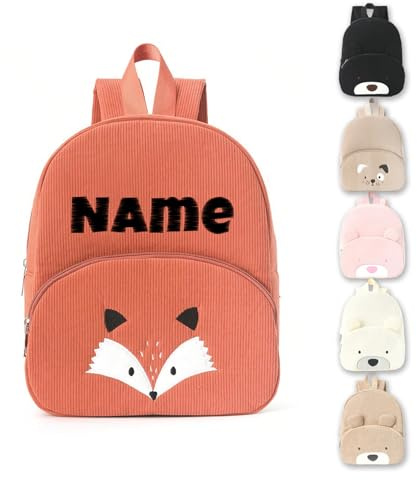 Personalisierte Kindergartenrucksack Mädchen Jungen Mit Gesticktem Namen,Personalisierte Kinder Rucksäcke,Lässig Kinderrucksack,Rucksack Kindergarten,Personalisierte Geschenke (Kleiner Fuchs)