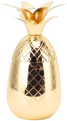 Cocktail Shaker Stainless Steel Pineapple Shaped 500ml Large Capacity Home Bar Mixer for Cocktails Iced Drinks Juices (Rose Gold) (Golden)