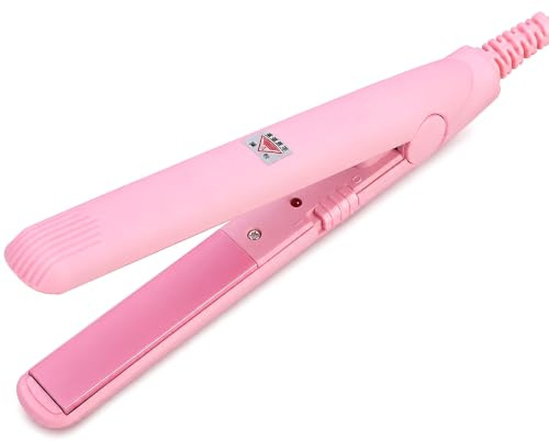 Mini Glätteisen Tragbar Mini Lockenstab Reise-Haareisen 2 in 1 für kurzes Haar, Pony Haare zu Hause oder im Salon(Rosa)