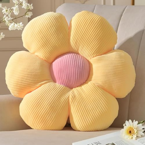 Yhoelata Blumen Kissen Gelbes, Sitzkissen Boden Aesthetic Zimmer Deko Bedroom, Ganseblumchen Dekokissen Kinderzimmer, Preppy Room Decor, Sofa Kissen 39 cm