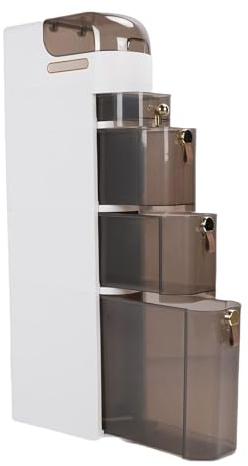 Jiawu Schmaler Bodenorganisator Transparenter Schubladen Kleiner Eckschrank mit Rädern für Badezimmer, für Badezimmer/Küche/Schlafzimmer (5 Schichtengröße: 26x26x71cm)