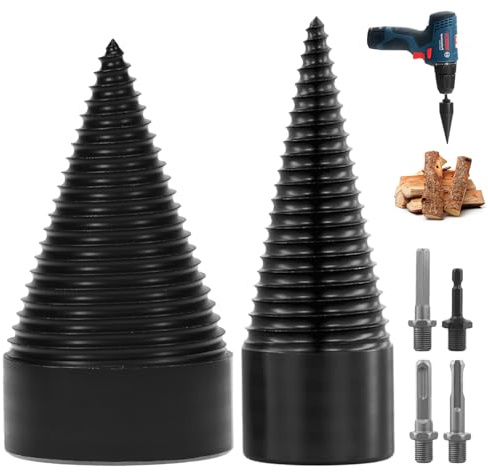 QWORK® Foret Fendeuse de Bûches, 45 mm et 32 mm Fendeurs à Bois Foret avec 4 Poignées, pour Marteau Électrique