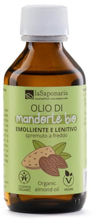 La Saponaria | Olio di mandorle dolci bio, Prunus Amygdalus Dulcis Oil, Emolliente ed addolcente, 100ml