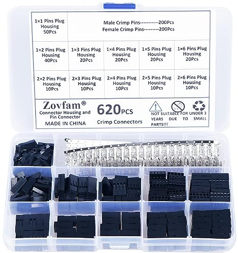 620 Pcs 2.54mm Pitch Single/Double Row Connector Housing Female, Male/Female Pin Connector Kit