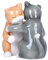Pacific Trading Orange and Gray Hugging Kitty Cats Ceramic Salt and Pepper Shakers Magnetic