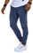 Leif Nelson LN8291 Pantalon de jogging chino avec poche cargo pour homme Coupe ajustée Motif à carreaux - Bleu - X-Large