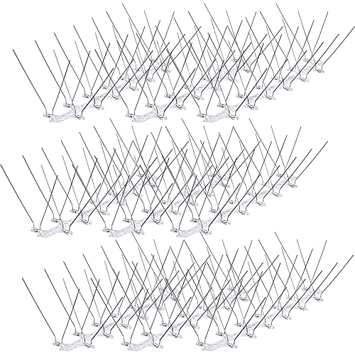 KADAX Vogelabwehr, 4-reihig, 9 Stück, 3 Meter, Vogelschutz aus Edelstahl und Polycarbonat, Taubenabwehr mit Sollbruchstellen, Vogel Spikes, Taubenspikes für Fensterbank, Dach
