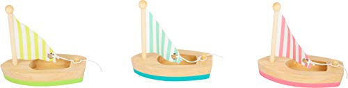 Small Foot 11653 Toy Sailboats, Set of 3 Swimming Toys The Water, Wooden Boats for Kids Aged 2+ Years Badewannenspielzeug Juguetes, Multicolor, Small