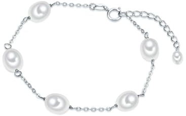 Valero Pearls Damen Armband aus 925/- Sterling Silber mit Süßwasser-Zuchtperlen ca. 7,0-7,5 mm