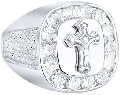 Sterling 925er Silber Pave Ring - KREUZ - 5