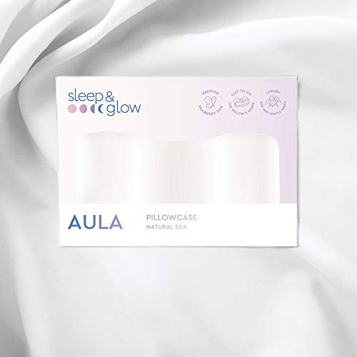 Sleep&Glow Aula-Kissenbezug Naturseide Aula Anti-Falten-Kissen - Seidenkissenbezug für Haar- und Hautpflege - 19mm Maulbeerseide der Güteklasse 6A