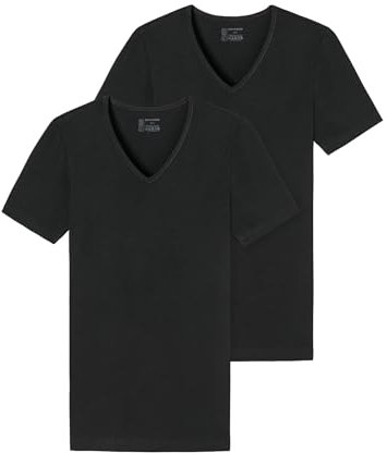 Schiesser Herren 2 Pack Unterhemd V-ausschnitt Mit Arm 95/5 Organic Wander-Shirt, Schwarz_173982, 3XL EU