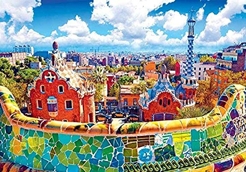 Yingxin34 Puzzle 2000 Teile für Erwachsene, 2000 Teile für Kinder, Park Güell Barcelona Landschaft herausforderndes Spiel für Erwachsene Spiel Spielzeug Familienrätsel 70 x 100 cm