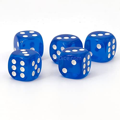 XL Würfel (20mm) in blau transparent/weiße Punkte - Made in Germany - WeLoveBeads - 5 Stück