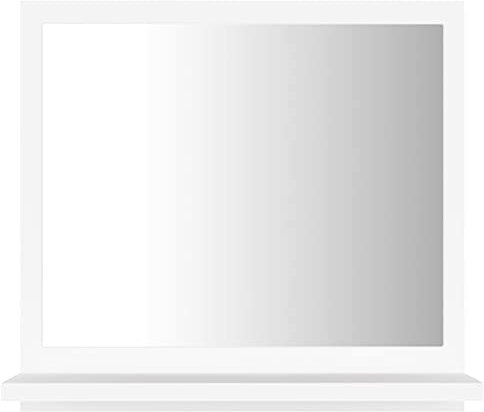 Ksodgun Miroir Mural de Salle de Bain avec étagère de Rangement, Cadre en aggloméré, Blanc, 40x10.5x37 cm