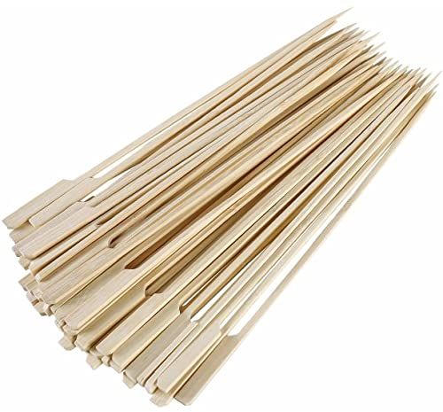 200 x 20cm Biodegradable Bamboo Paddle Skewers Barbecue Bamboo Skewers Cocktail Sticks for Barbecues, Kebabs, Burgers, Cocktails, Buffets Party, Home and Kitchen.