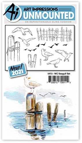 Art Impressions Wasserfarben, Gummistempel, Seagull-Set