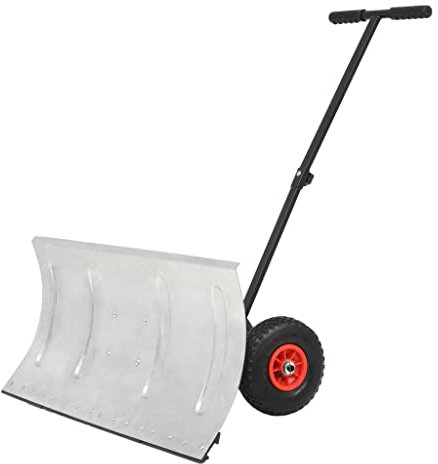 Ksodgun Chasse-Neige Manuel avec Roues Pelle à Neige Entrée de Garage Trottoirs 100 x 44 cm