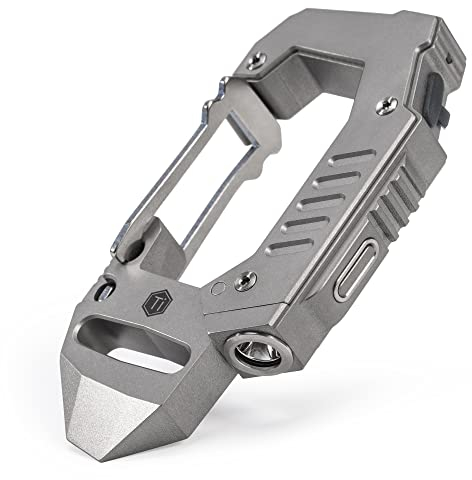 KeyUnity KF02 Titan EDC Mehrfachwerkzeug Karabiner Clip, 7 in 1 multitool Schlüsselanhänger Taschenlampe für Camping, Wandern & Draußen-Aktivitäten