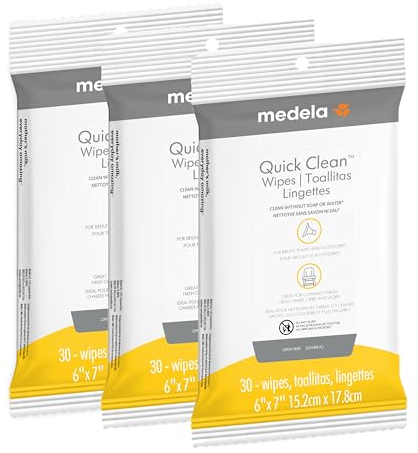 Medela Quick Clean Breast Pump and Accessory Wipes 90ct, 3 Packs of 30 Count, Resealable, Convenient and Hygienic On The Go Cleaning for Tables, Countertops, Chairs, and More