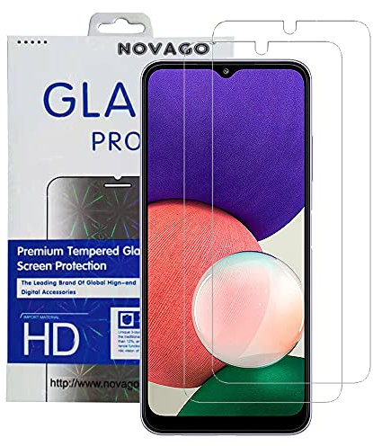 NOVAGO compatible avec Samsung A22 5G -Pack de 2 films protection vitre verre trempé résistant anti choc et anti explosion d'écran (Transparent)