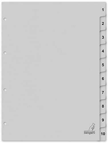 Kangaro Registro de cartón DIN A4, números 1-10, 180 g/m², cartón FSC reciclado, 10 piezas, K410C