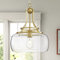 WUZUPS araña rústica casa de campo industrial techo redondo colgante led lámpara con pantallas de vidrio transparente para comedor cocina isla vestíbulo entrada, h 43 x w 34, base e27, oro