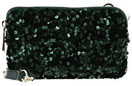 Abro Leder Umhängetasche Schultertasche Leather Sequins Crossbody Bag Kira Green dunkelgrün