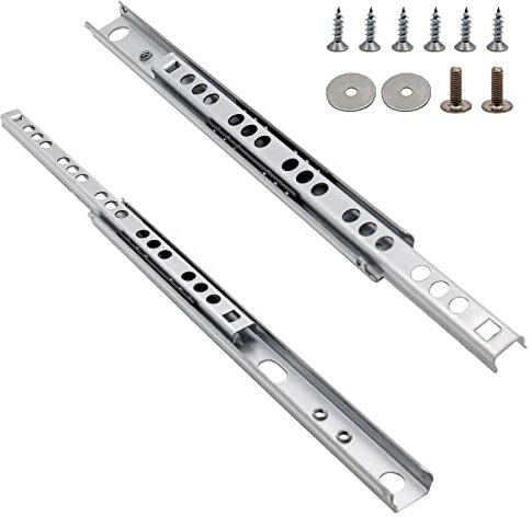 Suiwotin 12 Zoll Schubladenschienen Metall Schubladenauszug Kleine Schubladenschienen Kugellager Dual Direction Slide Track Schiene, 2 Stück (1,8cm breit)