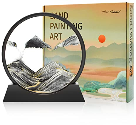 Wai Danie Sablier Decoratif Cadre Sable Mouvant 3D art du sable en mouvement Peinture de Sable Qui Coule Convient pour Kits de Sable pour Enfants Adolescents Adultes Cadeaux (noir 7)