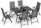 PHI VILLA 6+1 Sitzgruppe 152×95 Metall Gartentisch, 7-Fach Verstellbar Hochlehner Klappbar Gartentisch Sets of 6,Wetterfest Gartenmöbel Sets (Grey)