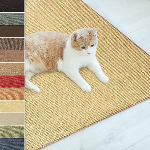 casa pura Tapis griffoir pour chat en sisal naturel - Possibilités de griffer pour chat - Meuble à gratter pour mur ou sol - Robuste et lavable - 40 x 60 cm - Naturel