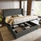 Sweiko Polsterbett180x200cm, Leinen Hydraulisch Bett Mit seinem vertikalen Streifendesign, Modernes Lattenrost Bet mit Stauraum,Funktionsbett von Aufbewahrung mit Metallrahmen (Ohne Matratze),Grau
