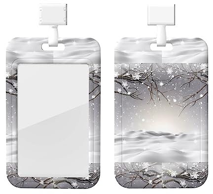 Porte-badge d'identification d'arbre de pin de flocon de neige avec lanière Protecteur de carte d'identité en plastique Porte-badge d'étiquette de nom avec fenêtre transparente Porte-badge de nom de