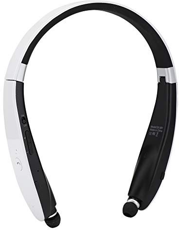 gernie Wireless Bluetooth Neckband Headphones, 16H Playtime, Noise Isolating Earbuds, Foldable Design, Retractable Earbuds, Sports Sweatproof, Crystal Clear Calls (Black White)