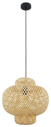 Lindby Esstisch Pendelleuchte Bambus, Hängelampe Natur Wohnzimmerlampe 1x E27 max. 15W ohne Leuchtmittel Hängeleuchte Esszimmerlampe Schlafzimmer